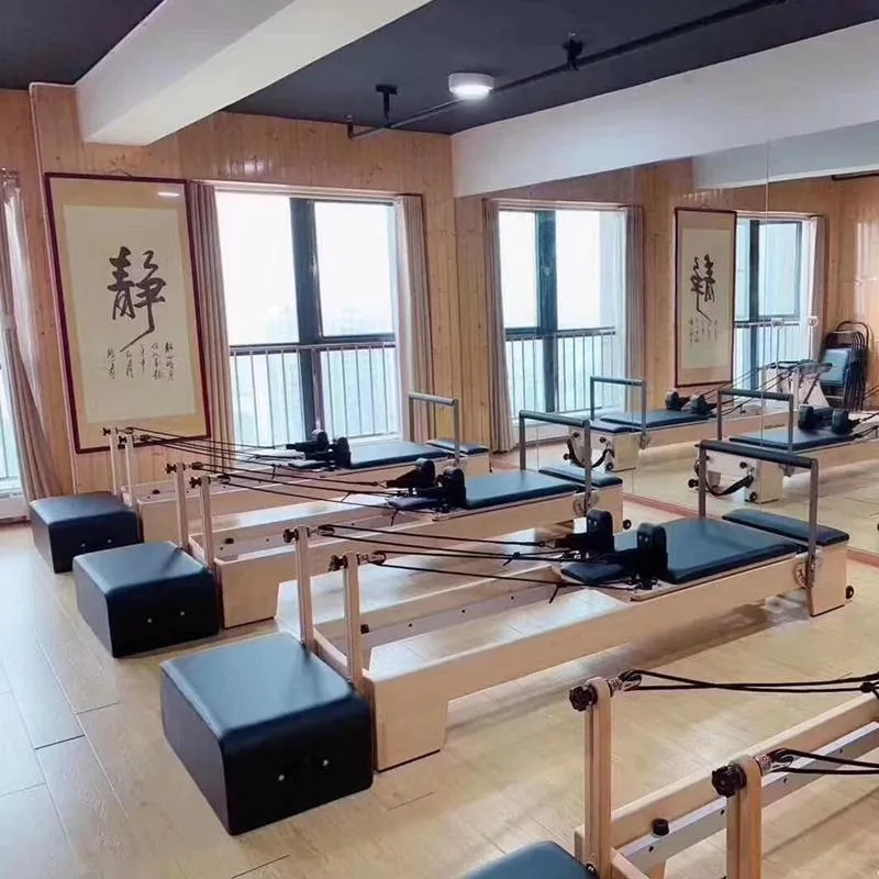 Yoga Training Exercise Studio Aluminum Reformer Pilates White Bed Machines