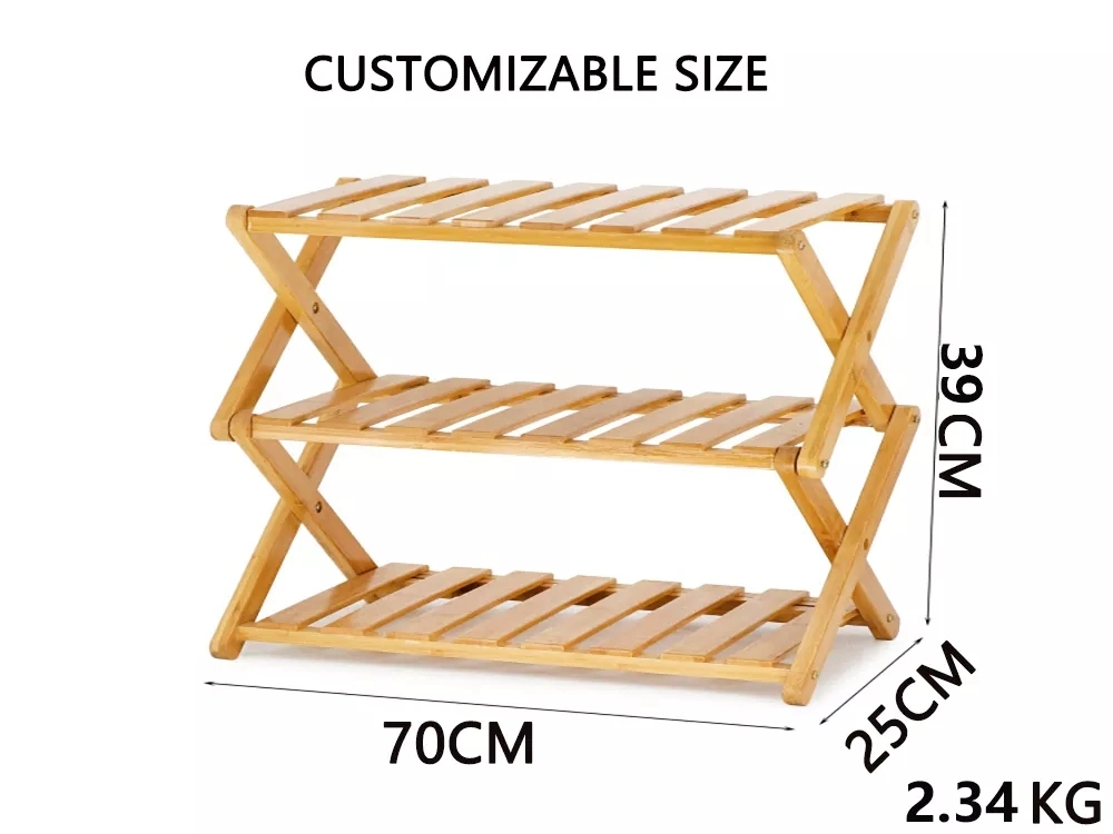 Factory Direct Bamboo Multilayer Bamboo Shoe Rack 3-Tier Bamboo Shelf Shoe Rack Bench