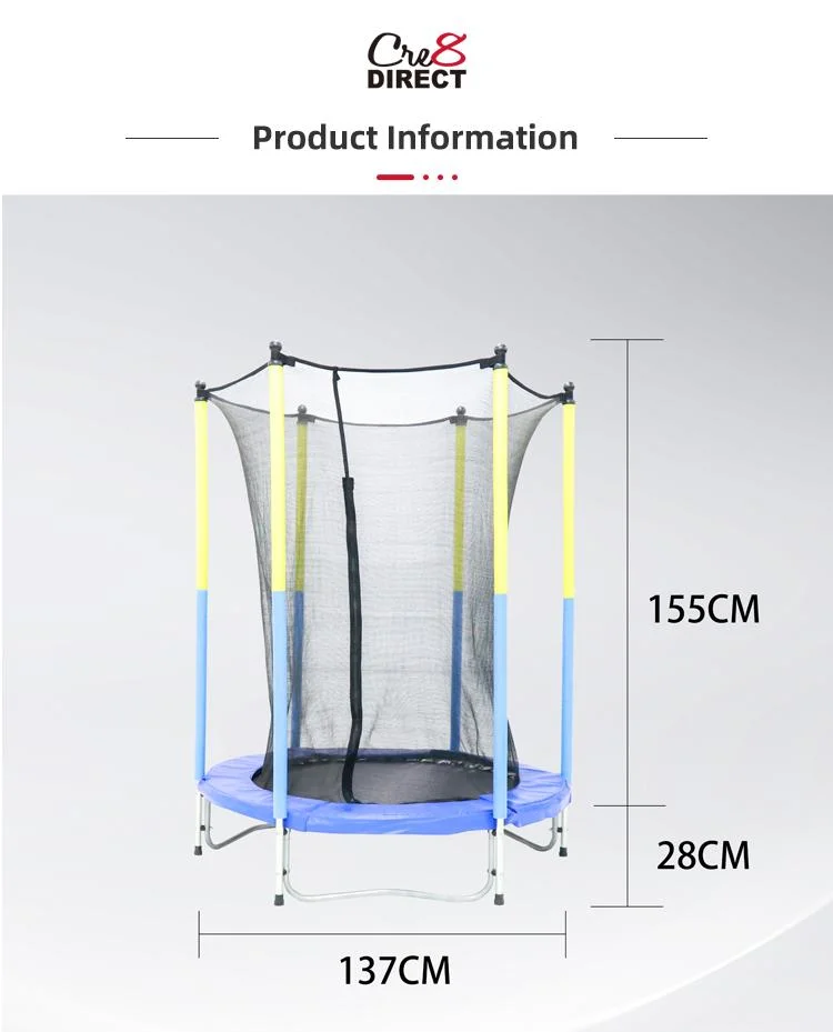 4.5FT Indoor Kids Mini Jumping Trampoline with Safety Enclosure Net
