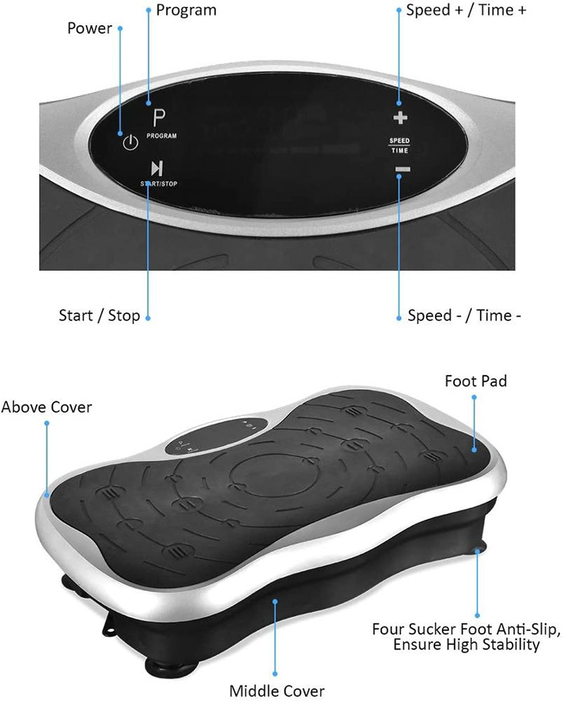 Home Fitness Equipment Vibration Platform Exercise Machines Whole Body Vibration Plate Crazy Fit Massage Machine with Remote&Bands