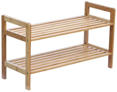 Hot Sell Wooden Bamboo Bench 2-Tiler Shoe Rack Modern Design